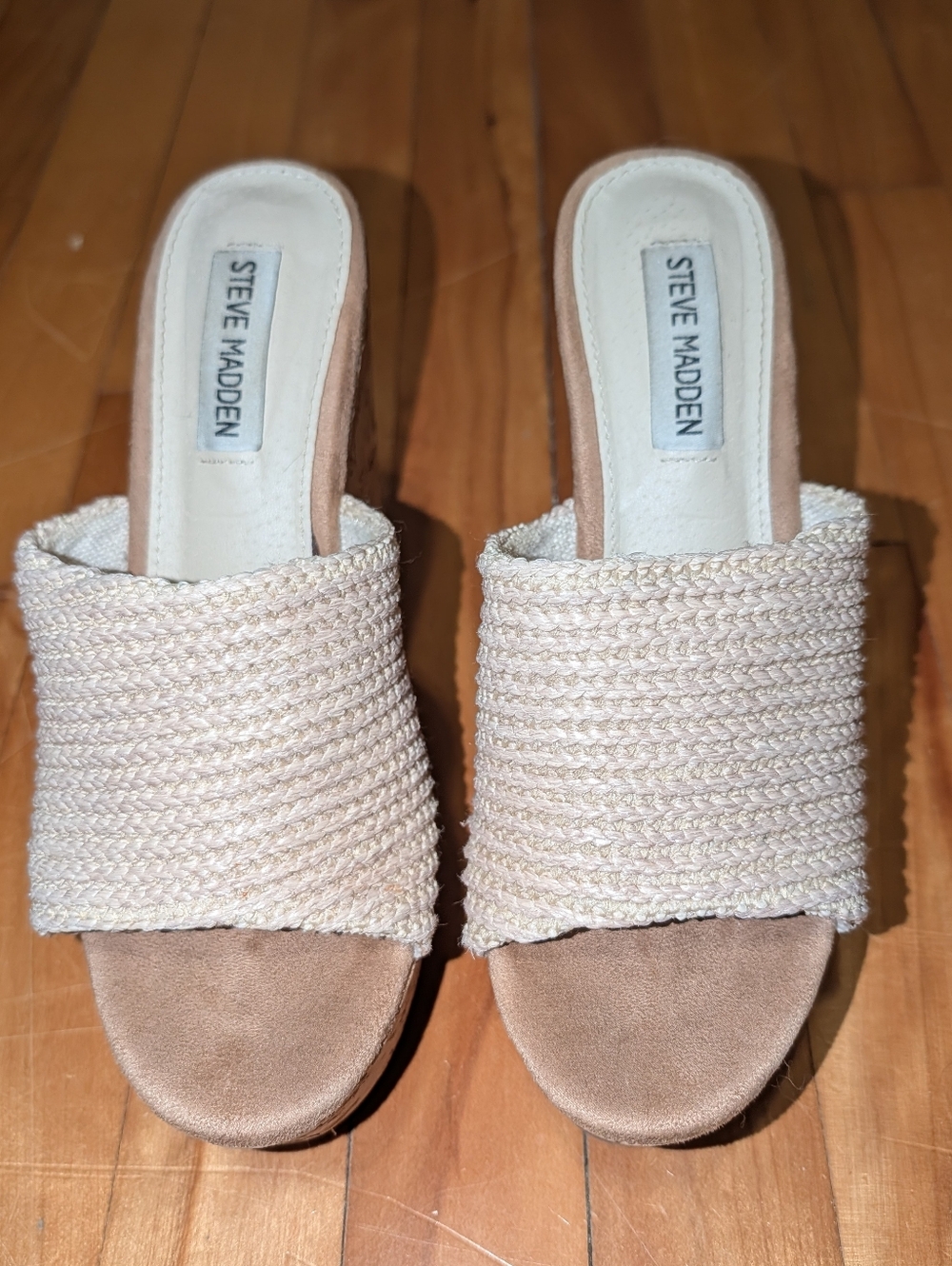 Steve Madden Beige Braided Wedges